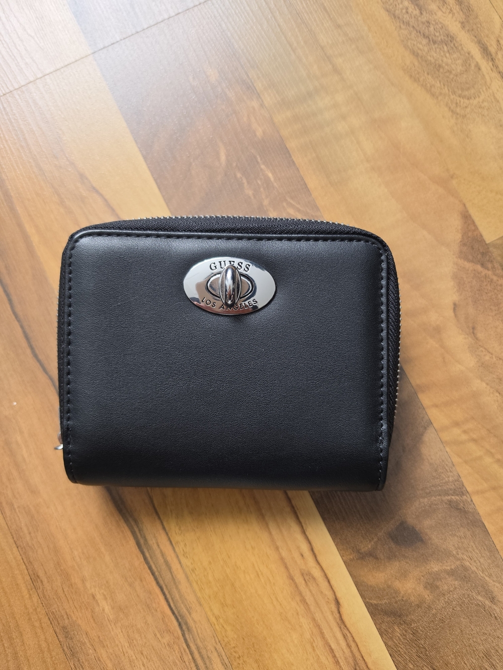 GUESS Black Zip-Around Compact Wallet